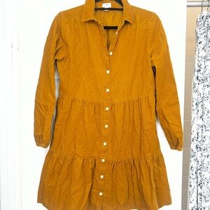 J. Crew Golden Button-Up Corduroy Dress